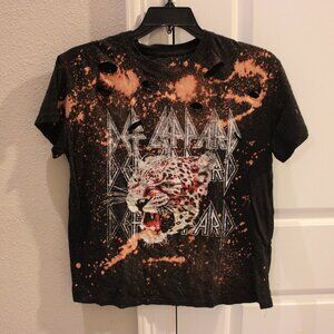 Def Leppard Custom Bleach Splatter Short Sleeve Shirt Size Large